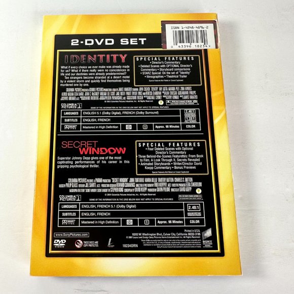 Double Feature DVD Identity and Secret Window - Picture 2 of 7